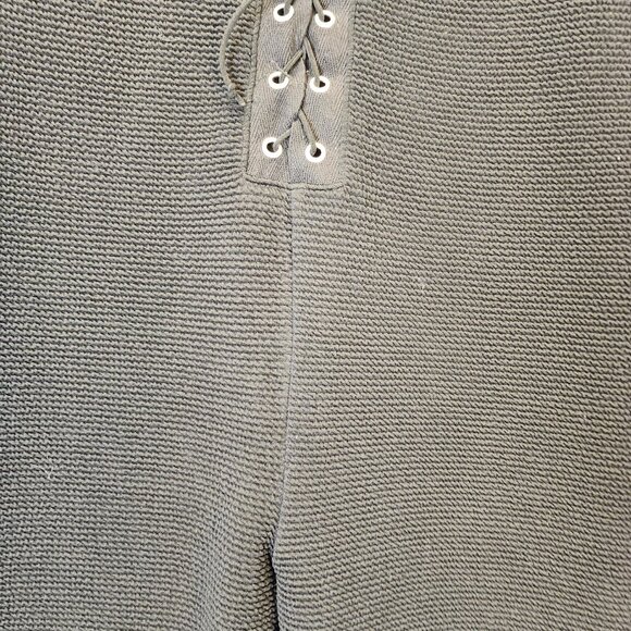 Forever 21 Jumpsuit Womens XL Black Lace Up Front Stretch Form Fitting - Picture 8 of 10